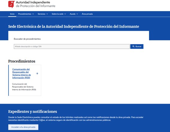 Aspecto de la nueva sede electrónica de la AIPI